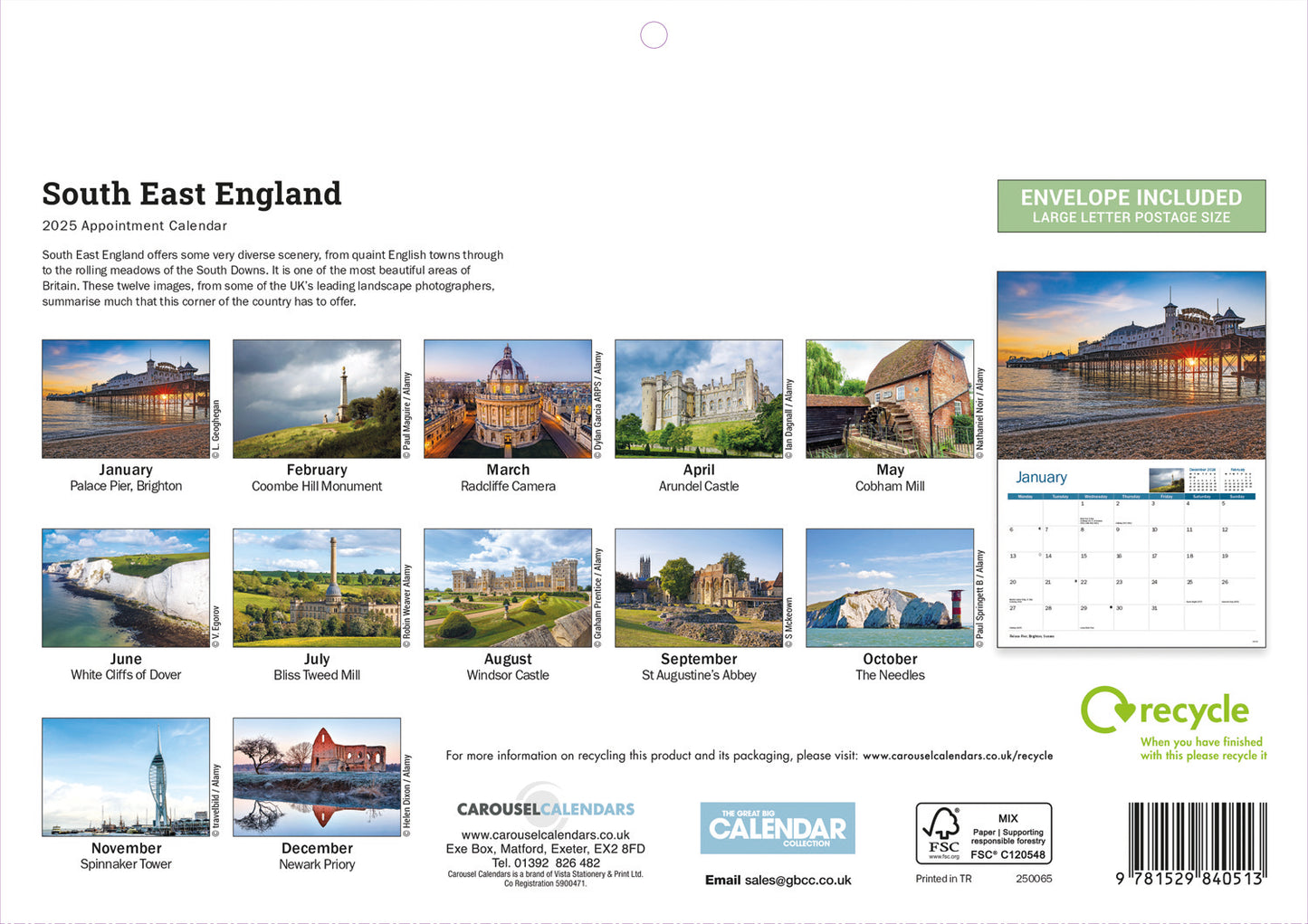 South East England A4 Calendar  2025