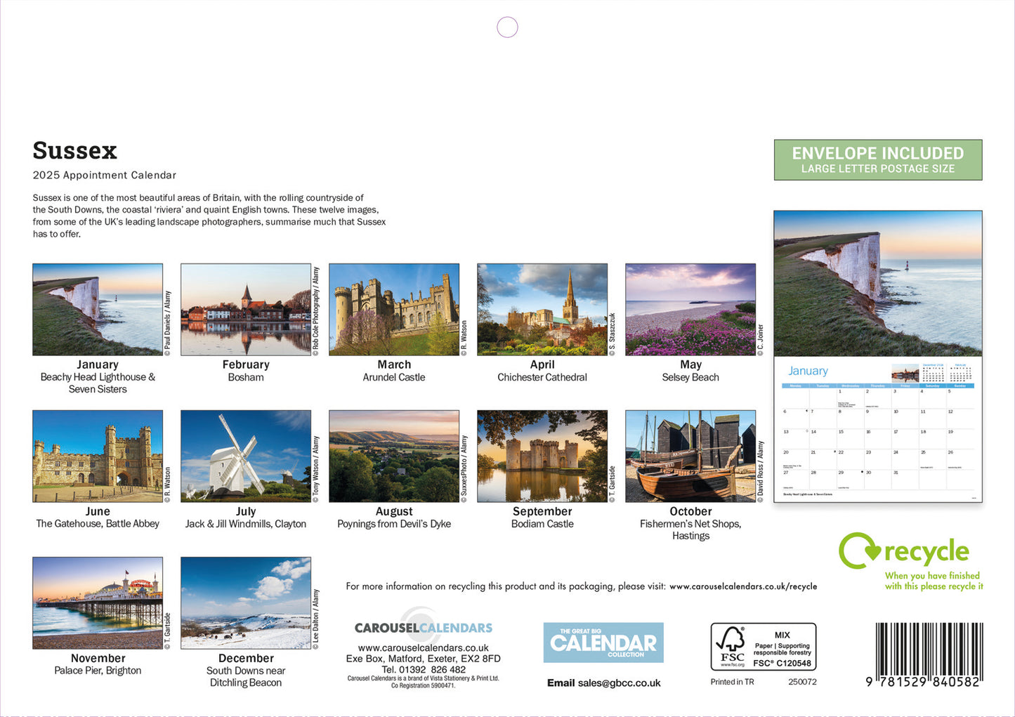 Sussex A4 Calendar  2025