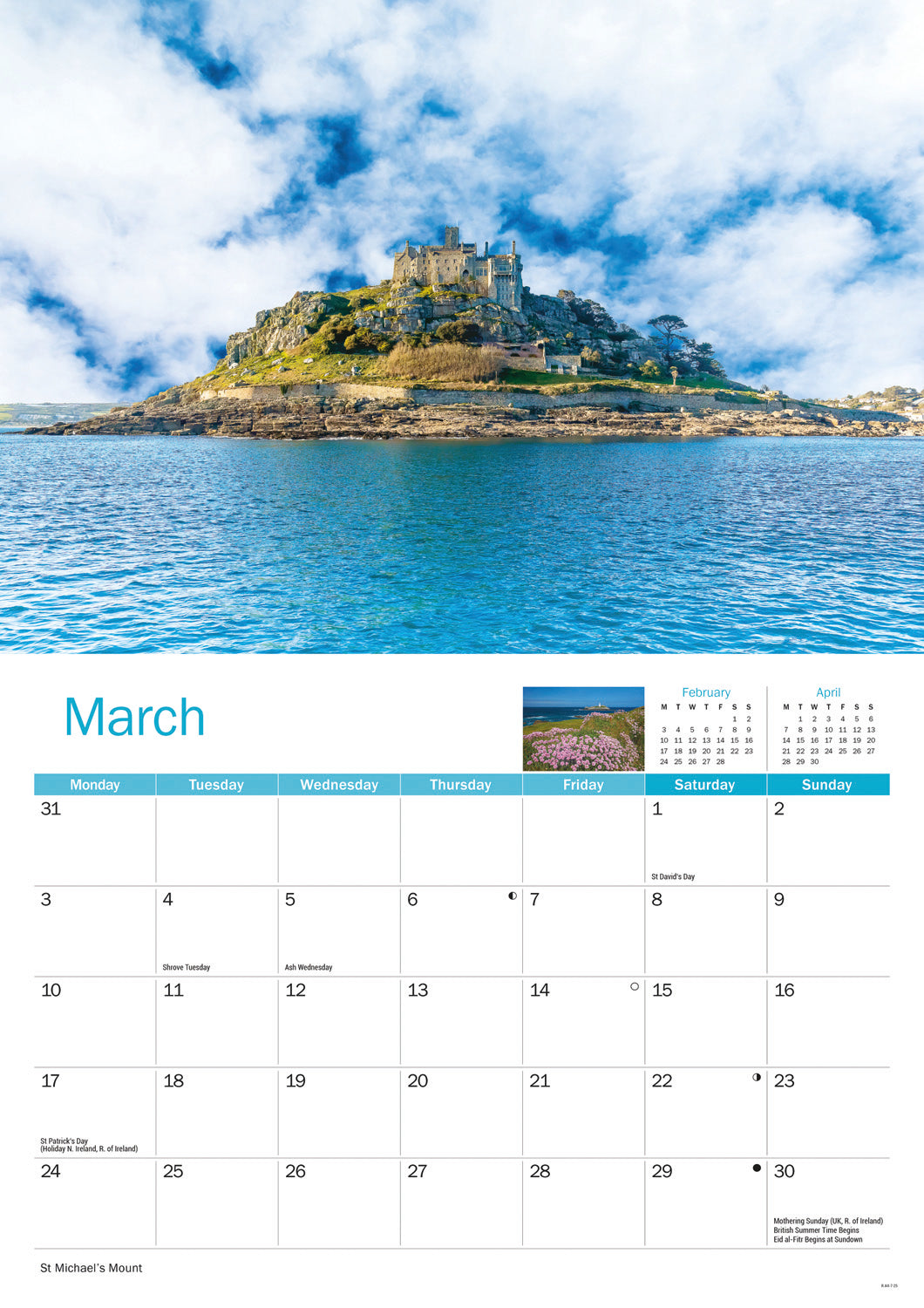 West CornWall Calendar A4 Calendar  2025