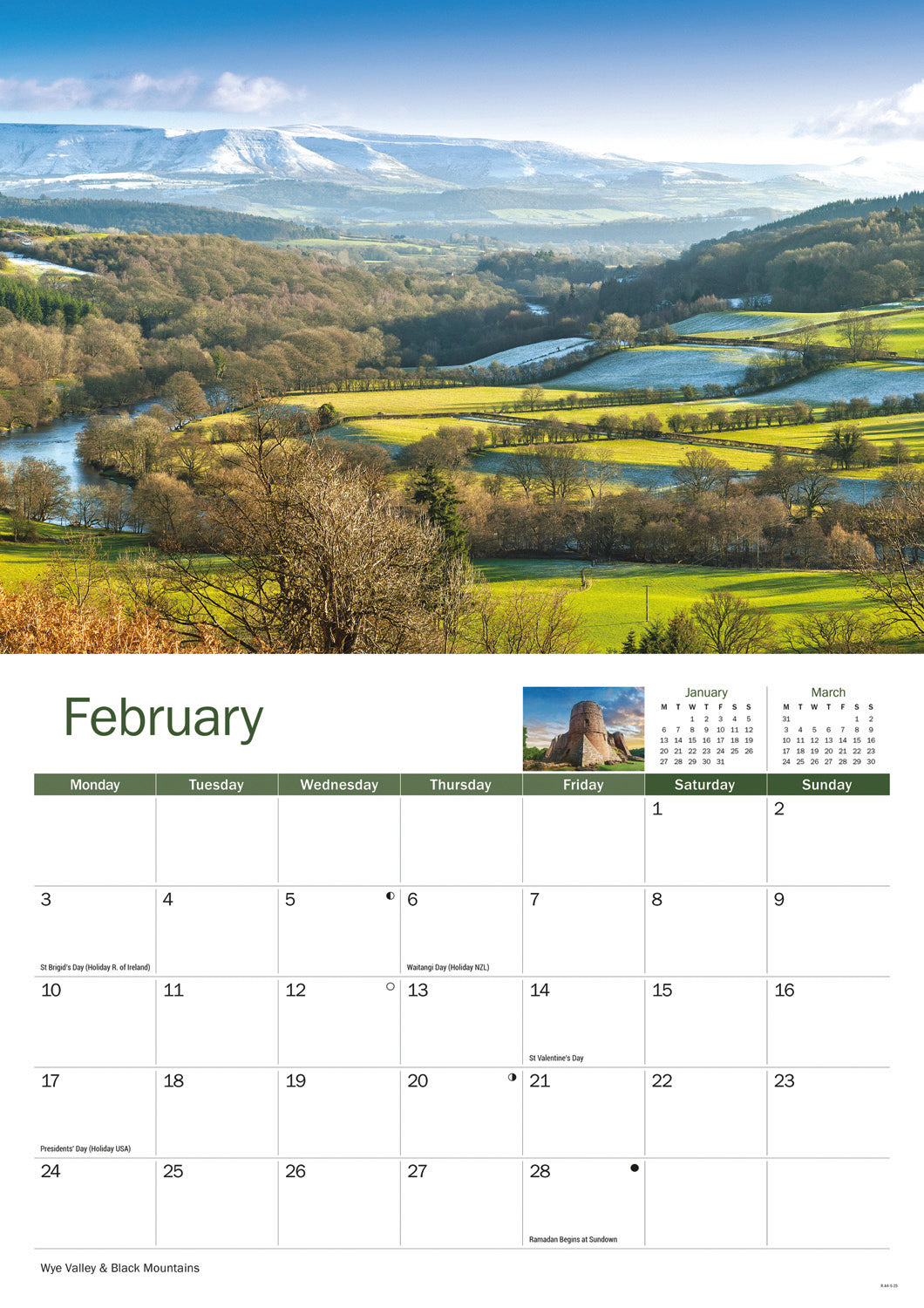 Wye Valley & The Forest of Dean A4 Calendar  2025