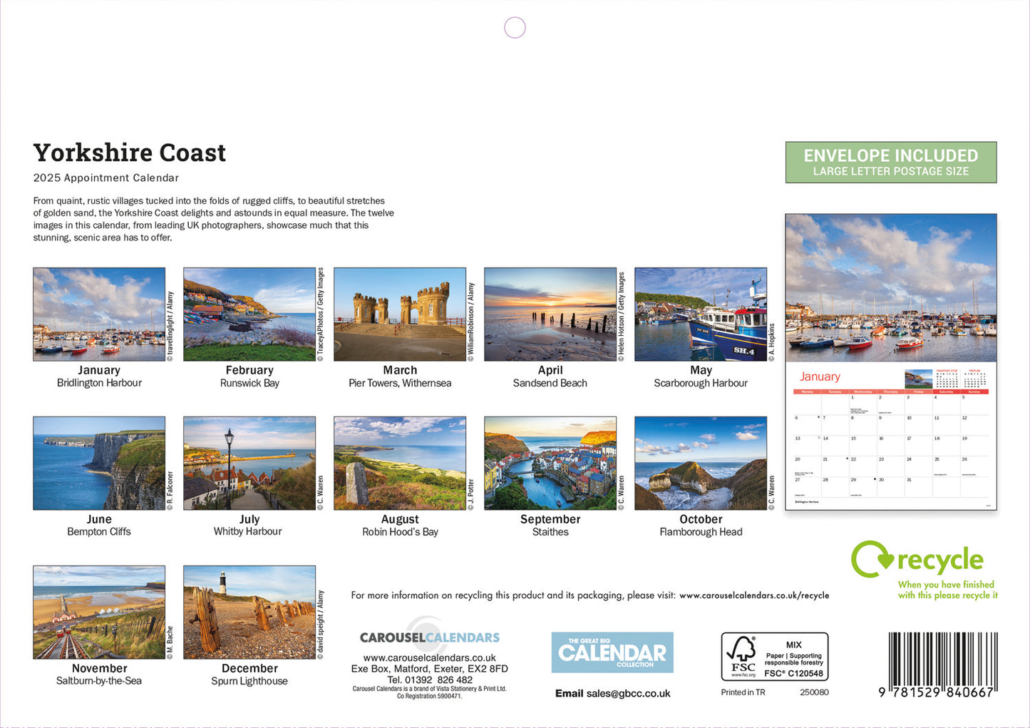 Yorkshire Coast A4 Calendar  2025