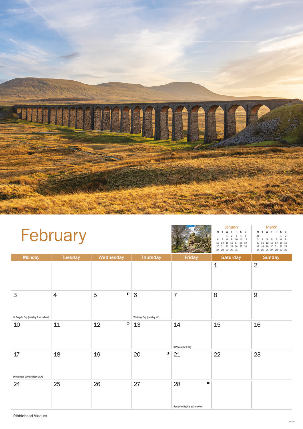 Yorkshire Dales A4 Calendar  2025