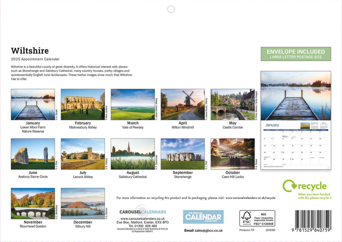 Wiltshire A4 Calendar  2025