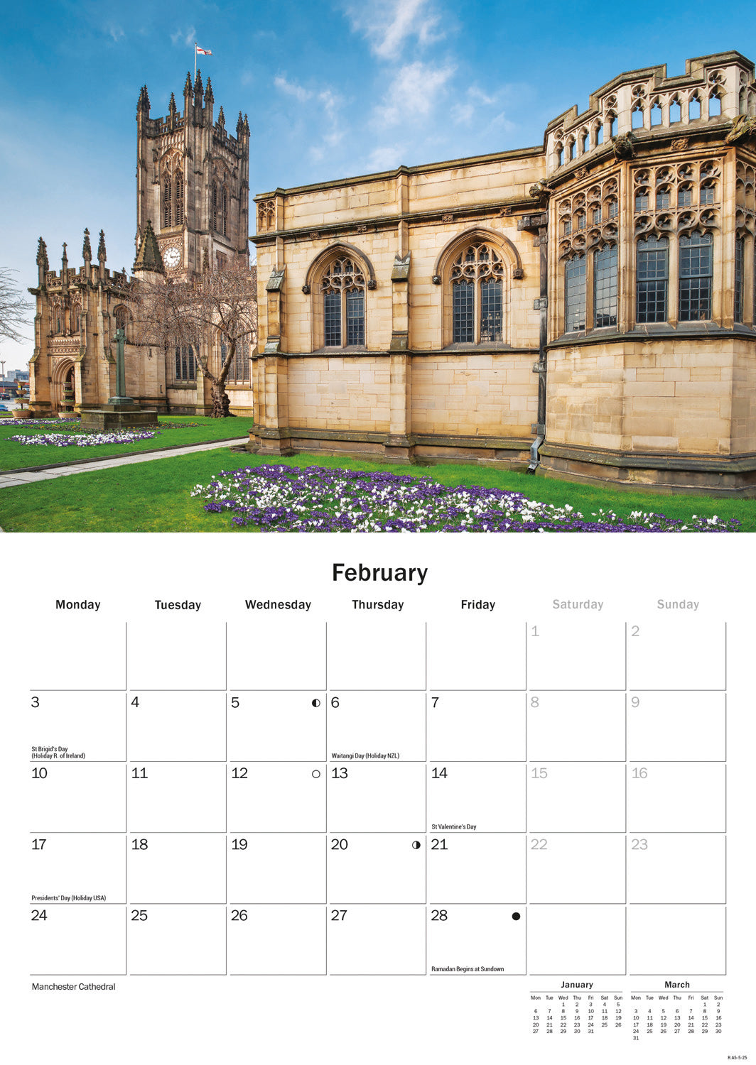 Cathedrals and Abbeys A5 Calendar 2025