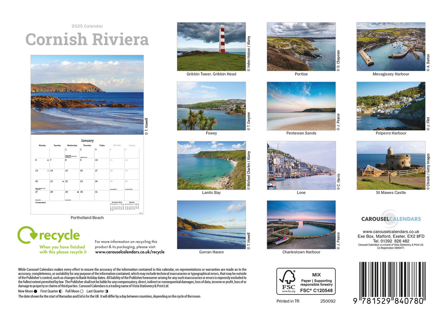 Cornish Riviera A5 Calendar 2025