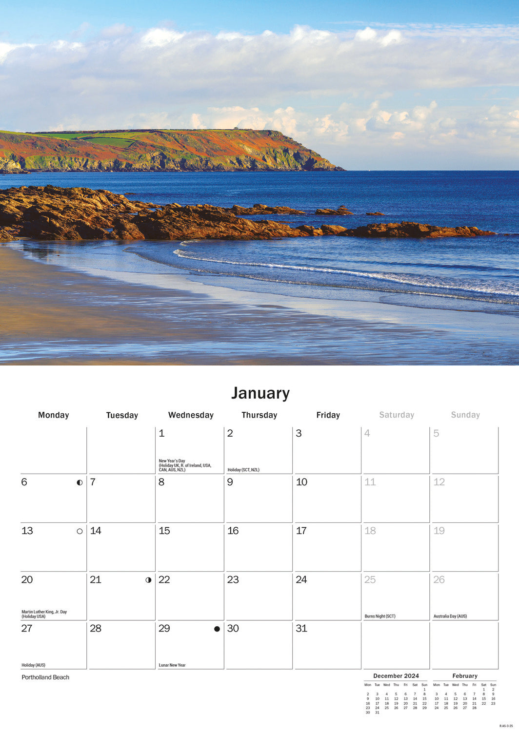 Cornish Riviera A5 Calendar 2025