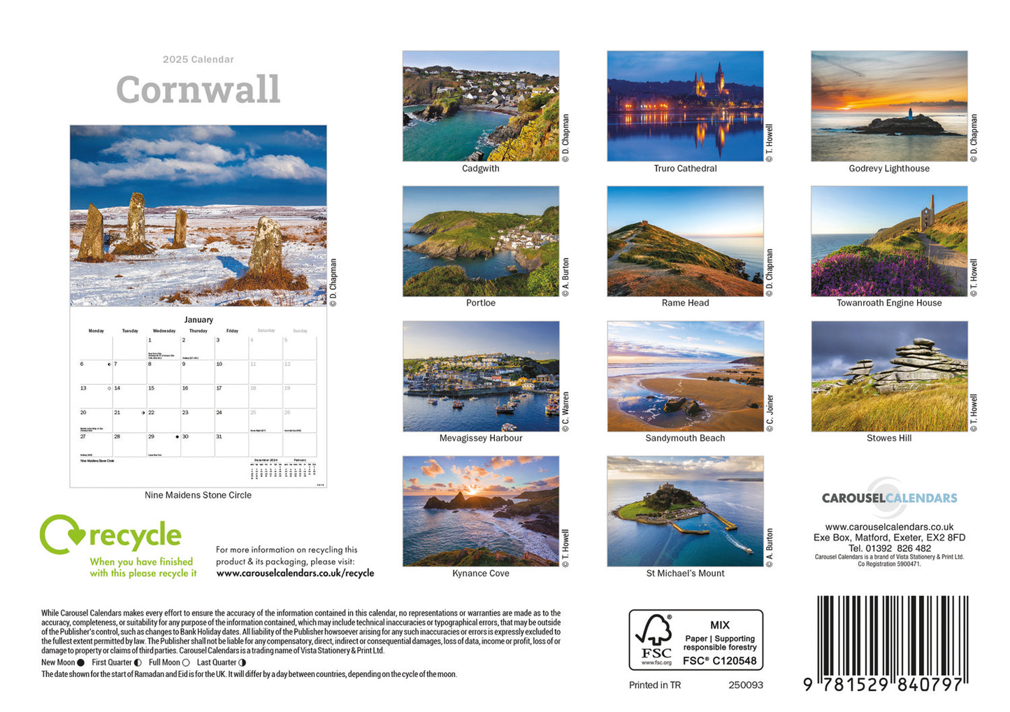 CornWall Calendar A5 Calendar 2025