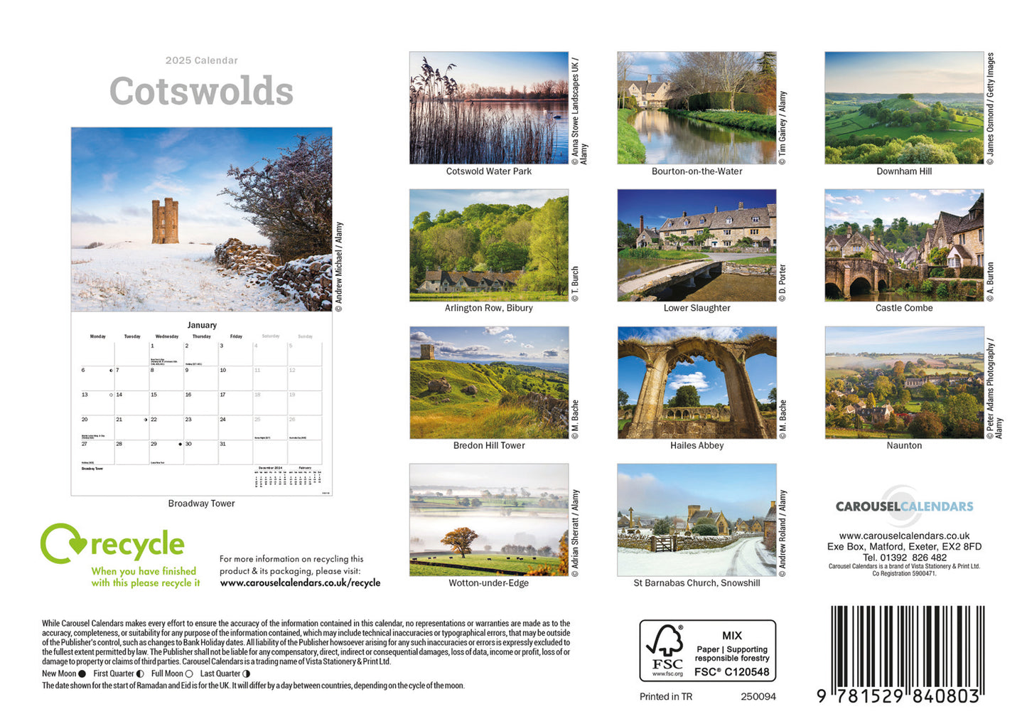 Cotswolds A5 Calendar 2025