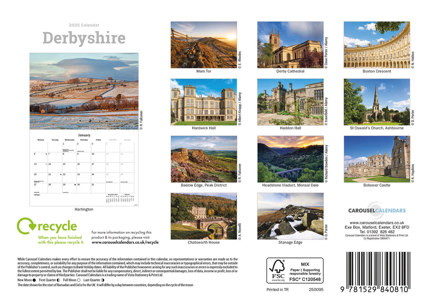 Derbyshire A5 Calendar 2025