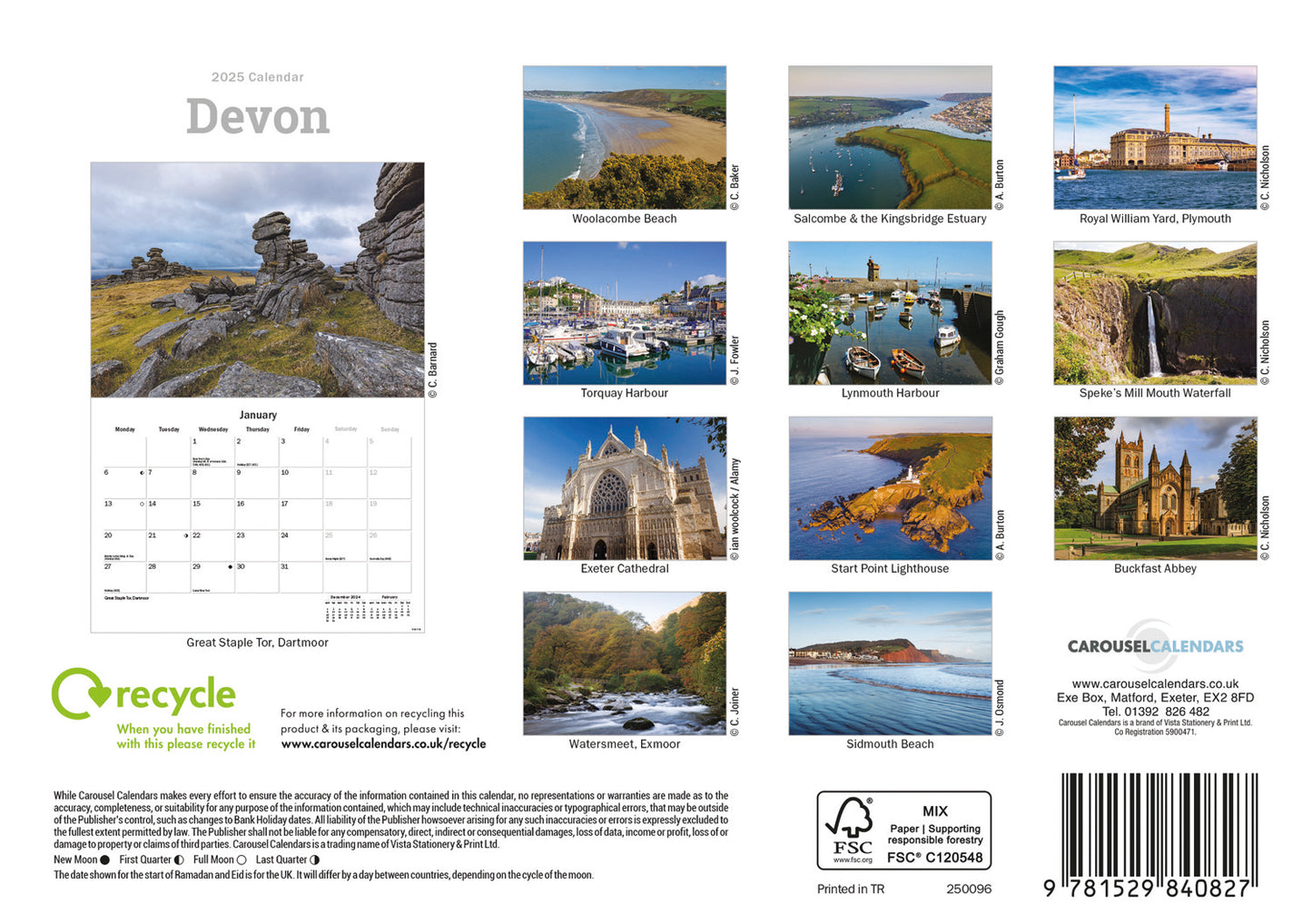 Devon A5 Calendar 2025