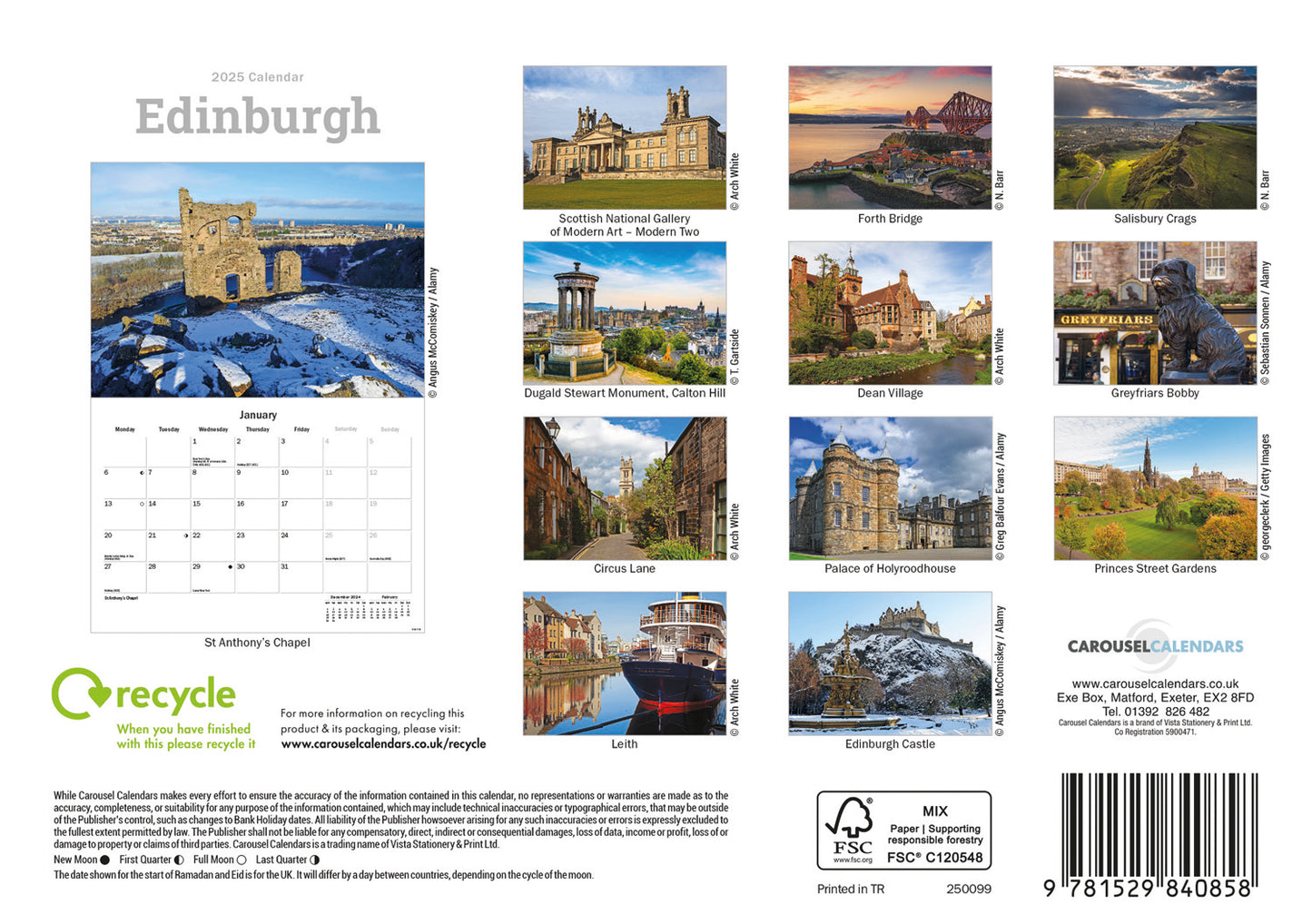 Edinburgh A5 Calendar 2025