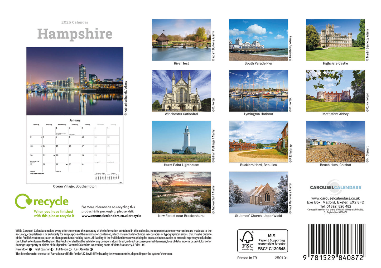 Hampshire A5 Calendar 2025