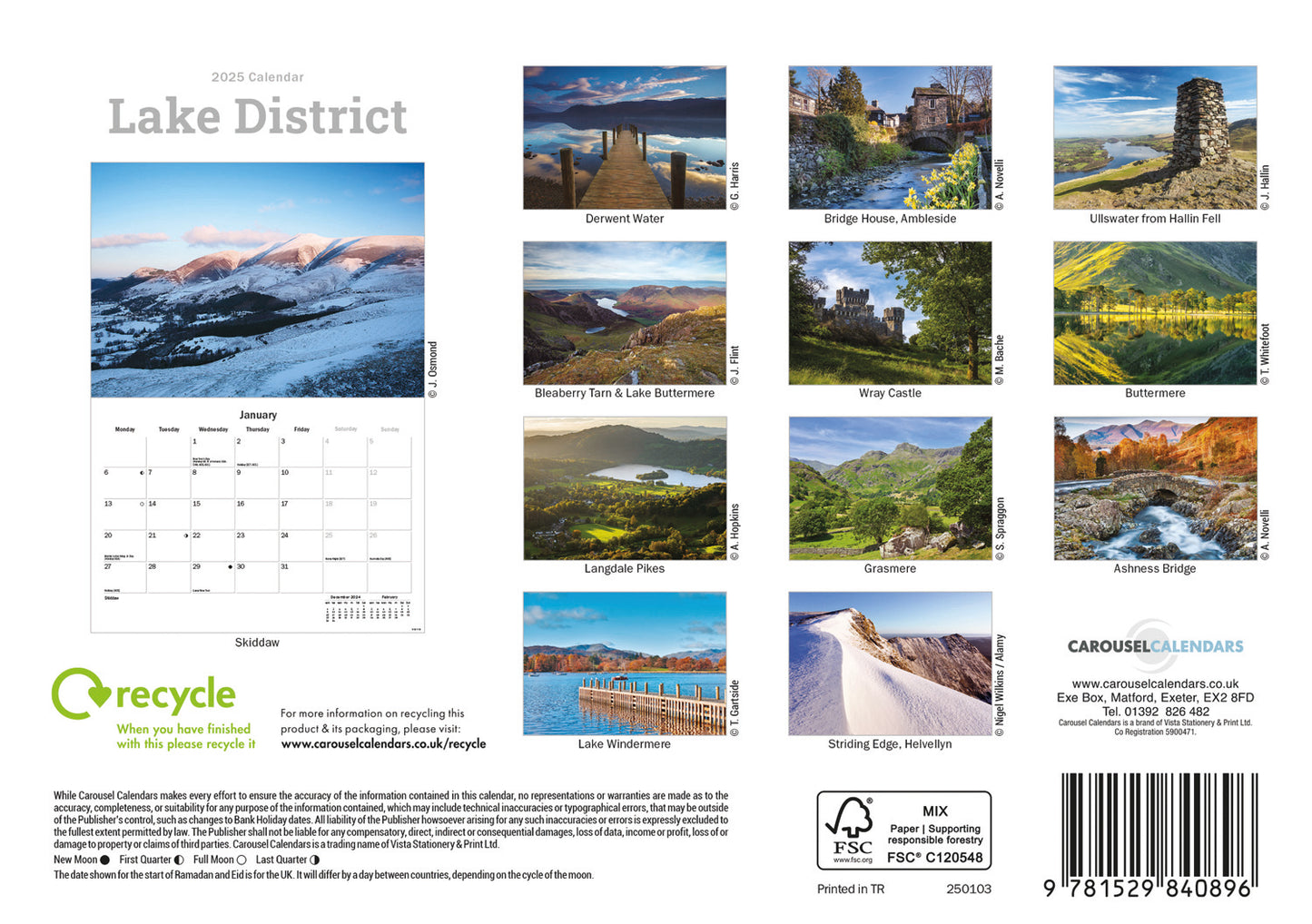 Lake District A5 Calendar 2025