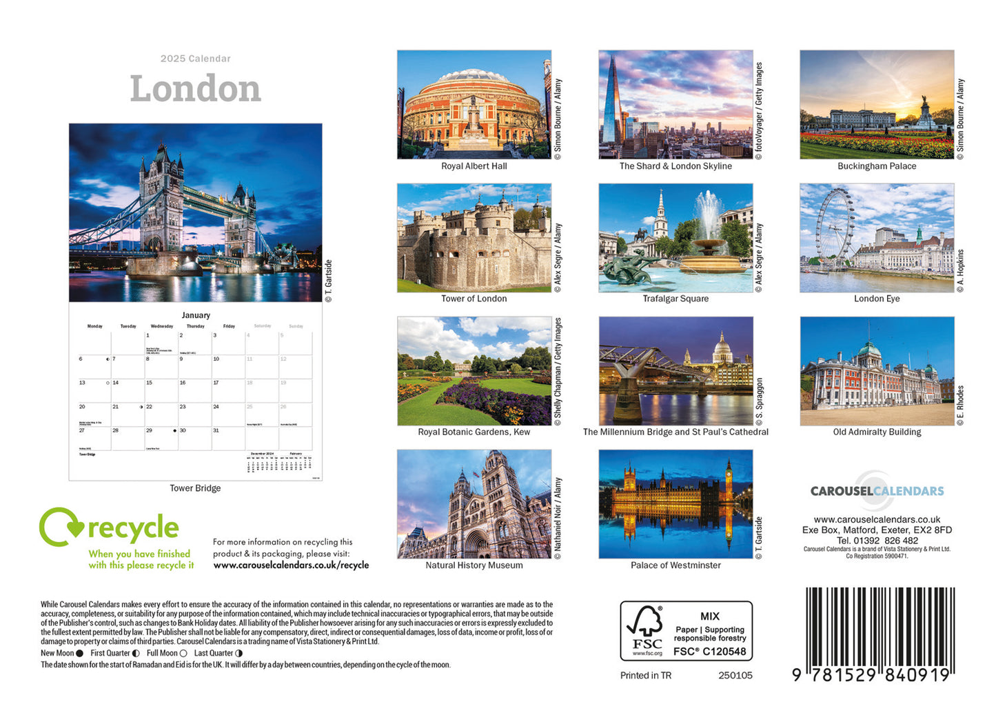 London A5 Calendar 2025