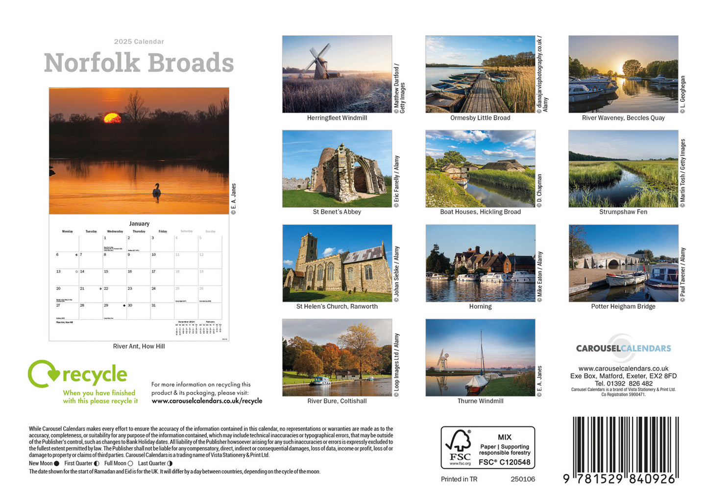 Norfolk Broads A5 Calendar 2025