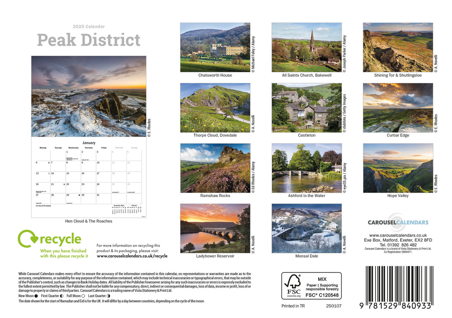 Peak District A5 Calendar 2025