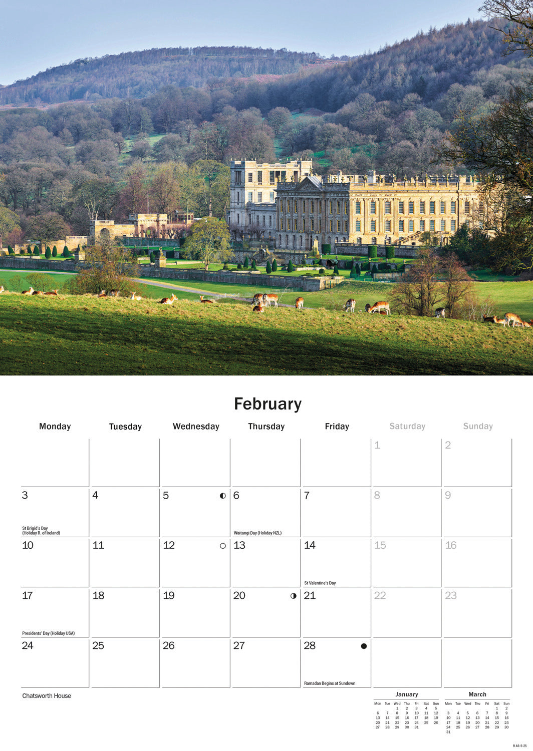 Peak District A5 Calendar 2025