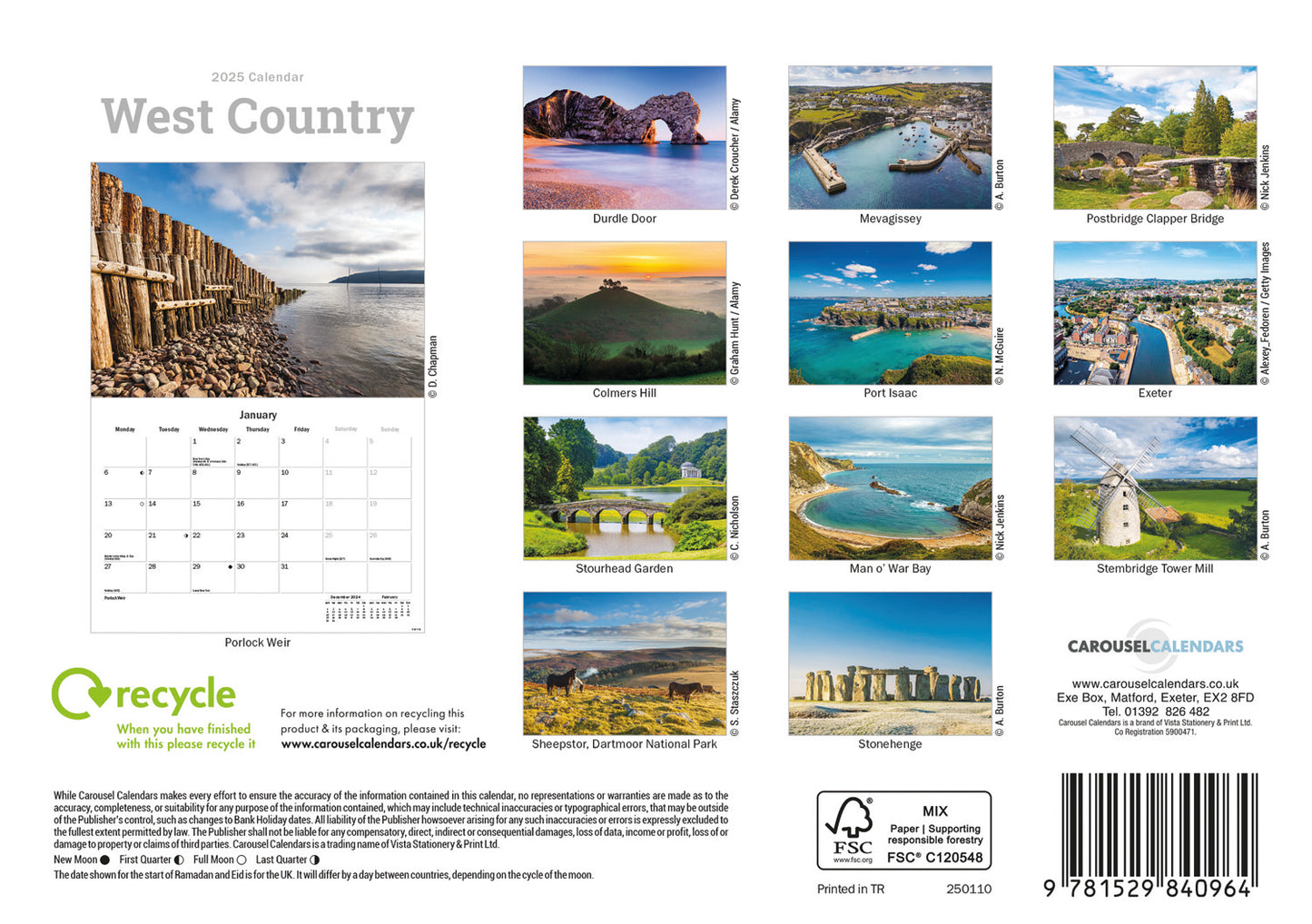 West Country A5 Calendar 2025