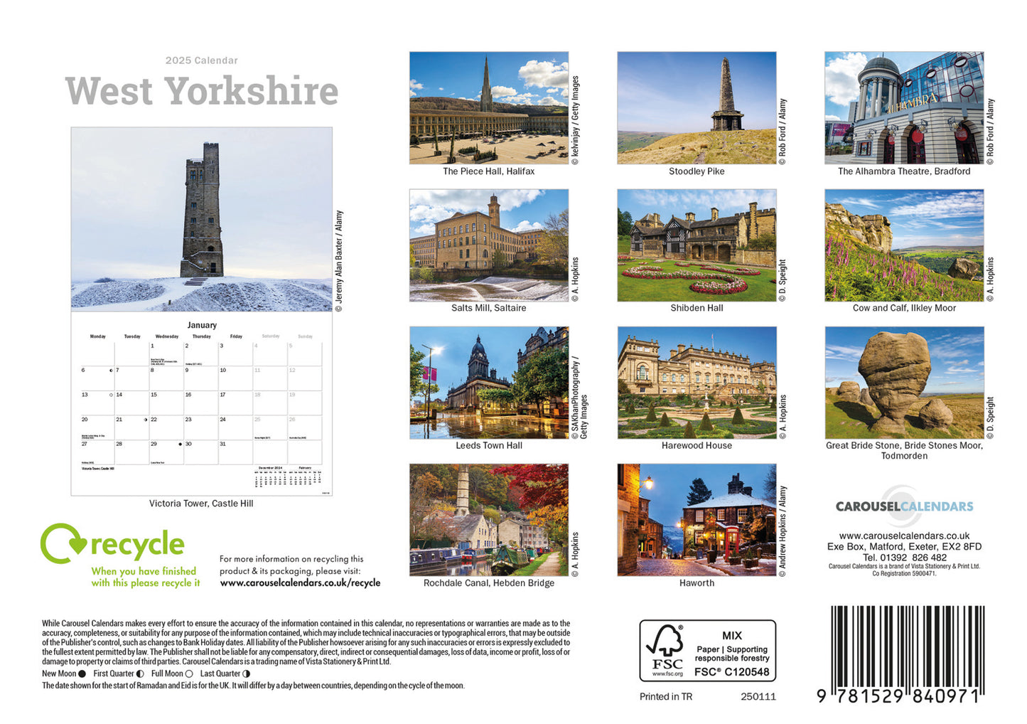 West Yorkshire A5 Calendar 2025