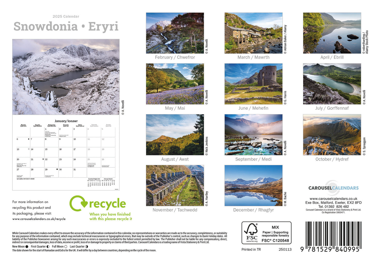 Snowdonia A5 Calendar 2025