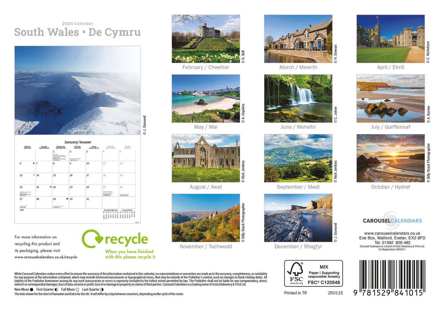 South Wales A5 Calendar 2025