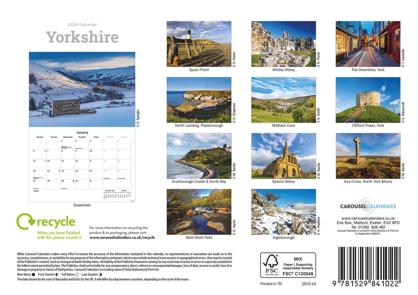 Yorkshire A5 Calendar 2025