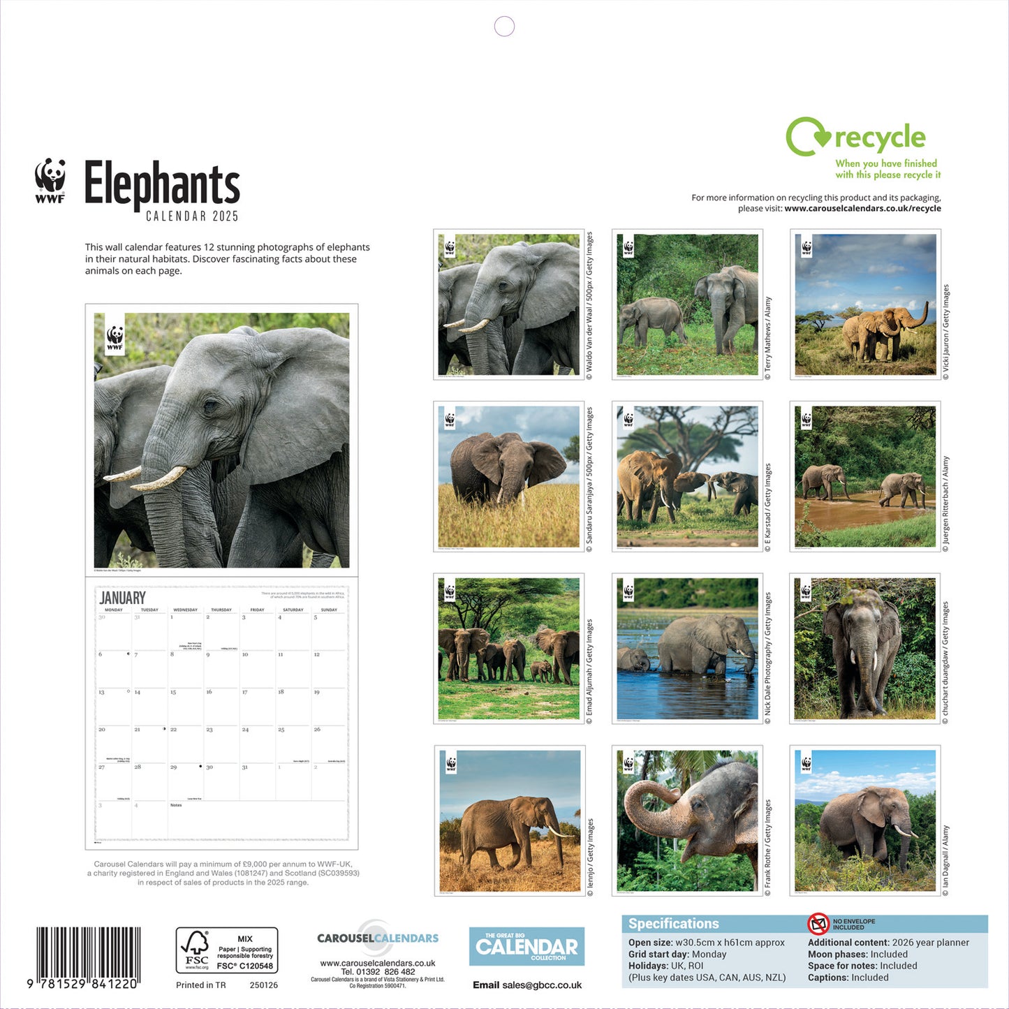 WWF, Elephants (PFP) Wall Calendar 2025