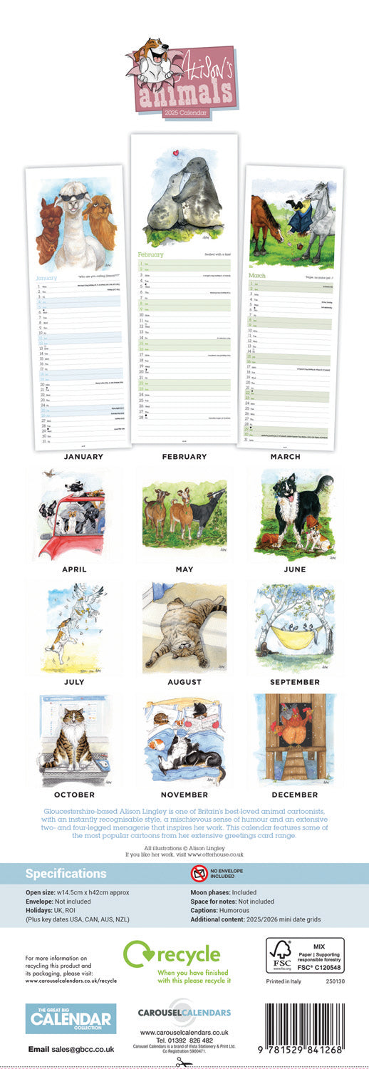 Alisons Animals (PFP) Slim Calendar 2025