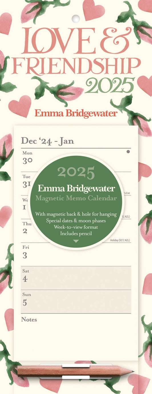 Emma Bridgewater Hearts & Rosebud WTV Magnetic Calendar 2025