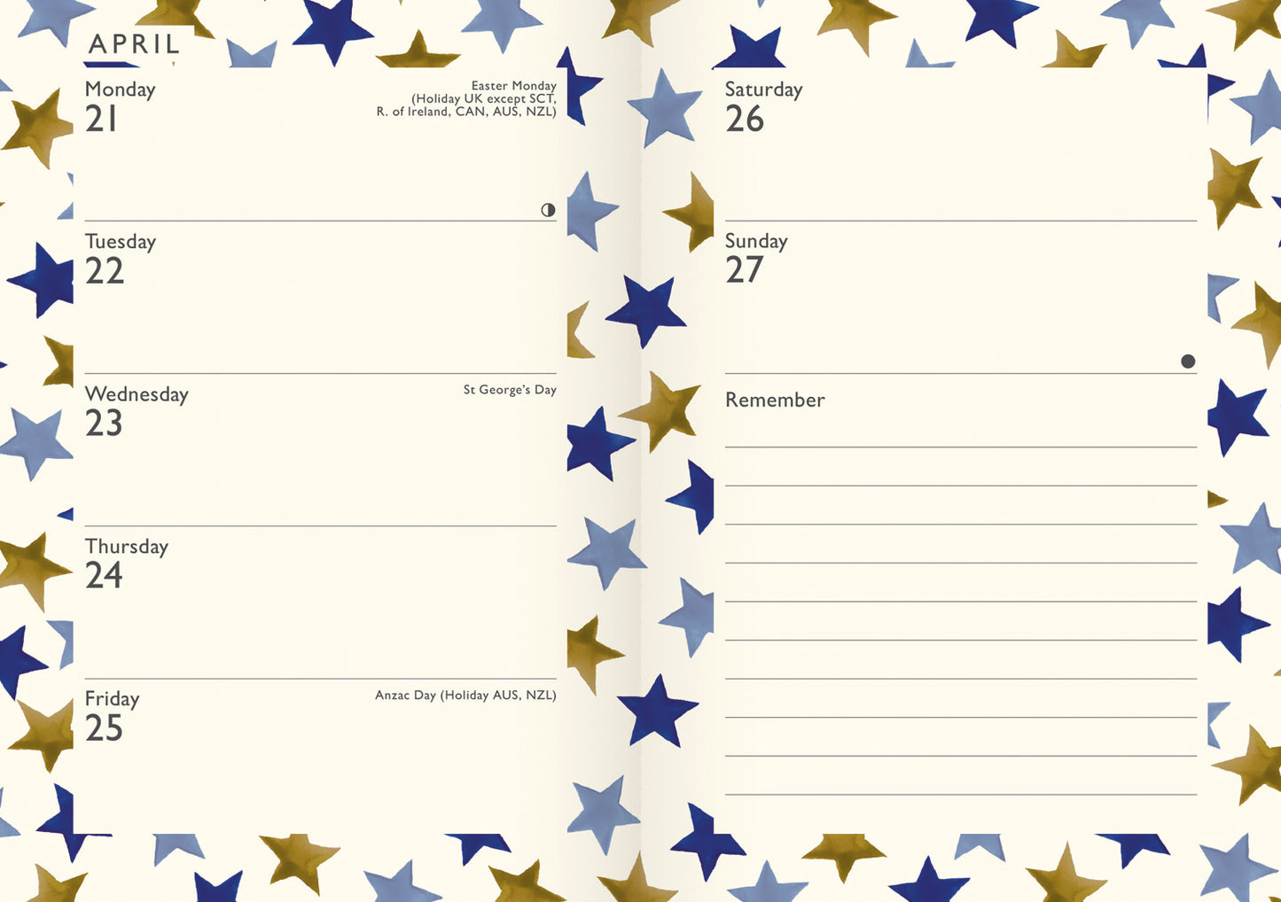 Emma Bridgewater, Blue Star A6 Diary 2025