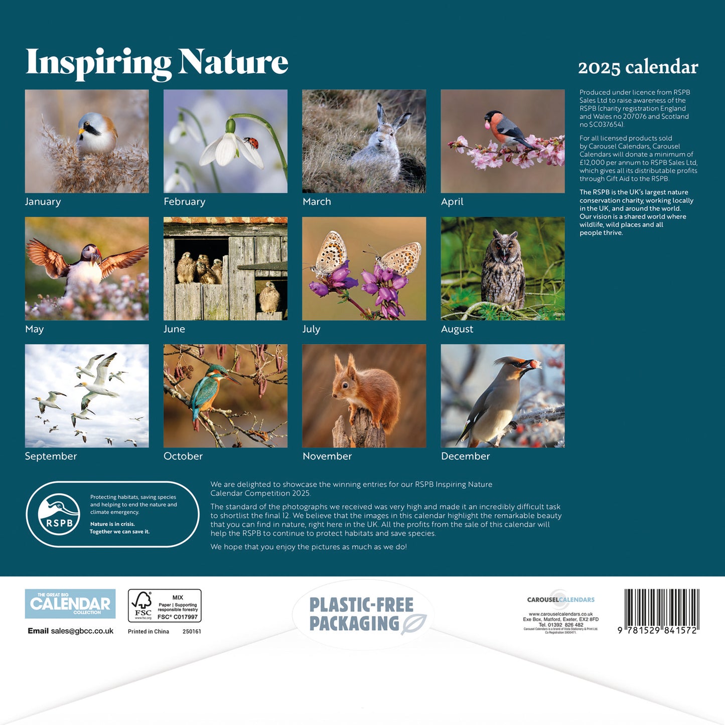 RSPB Inspiring Nature Photo Competition Wiro Wall Calendar 2025