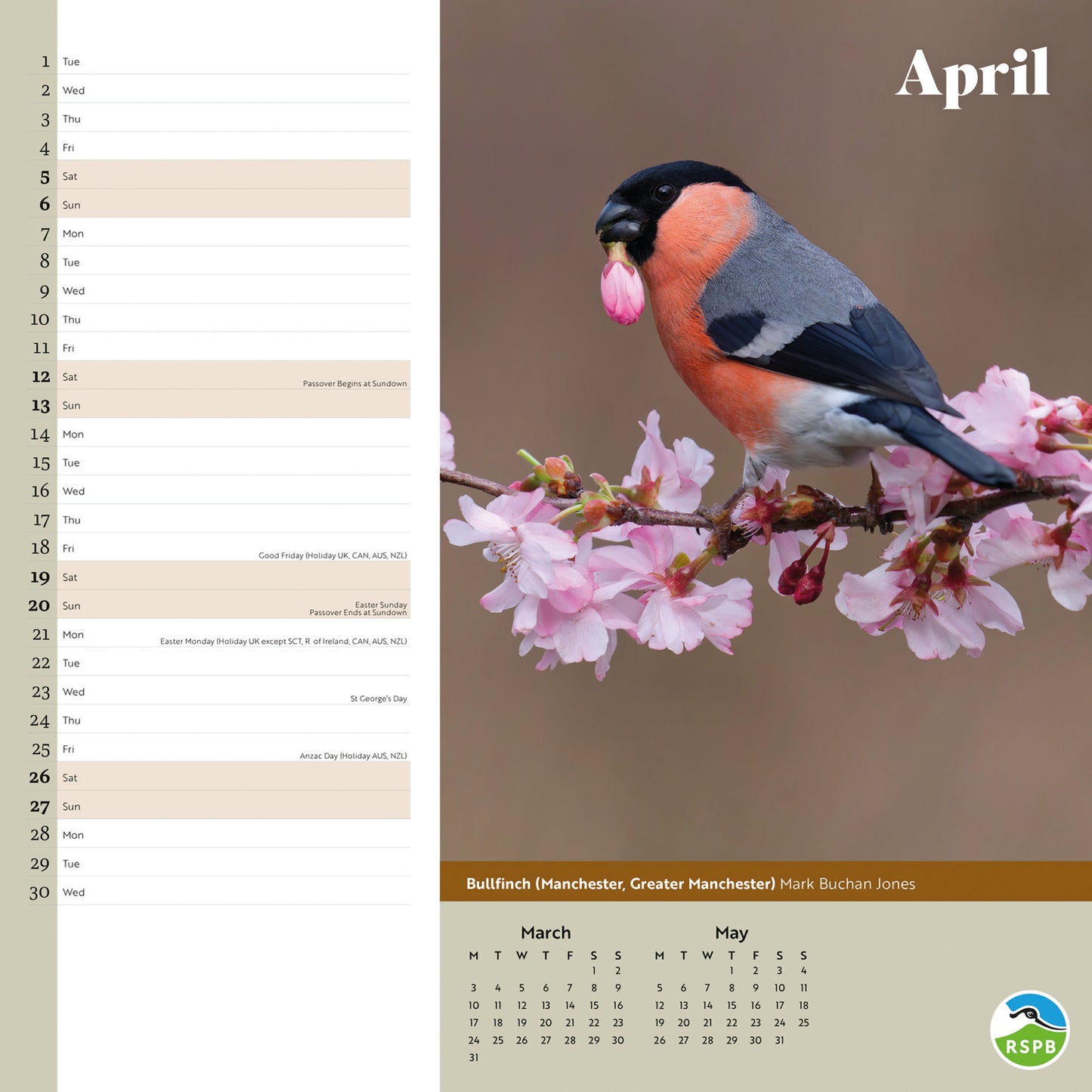 RSPB Inspiring Nature Photo Competition Wiro Wall Calendar 2025