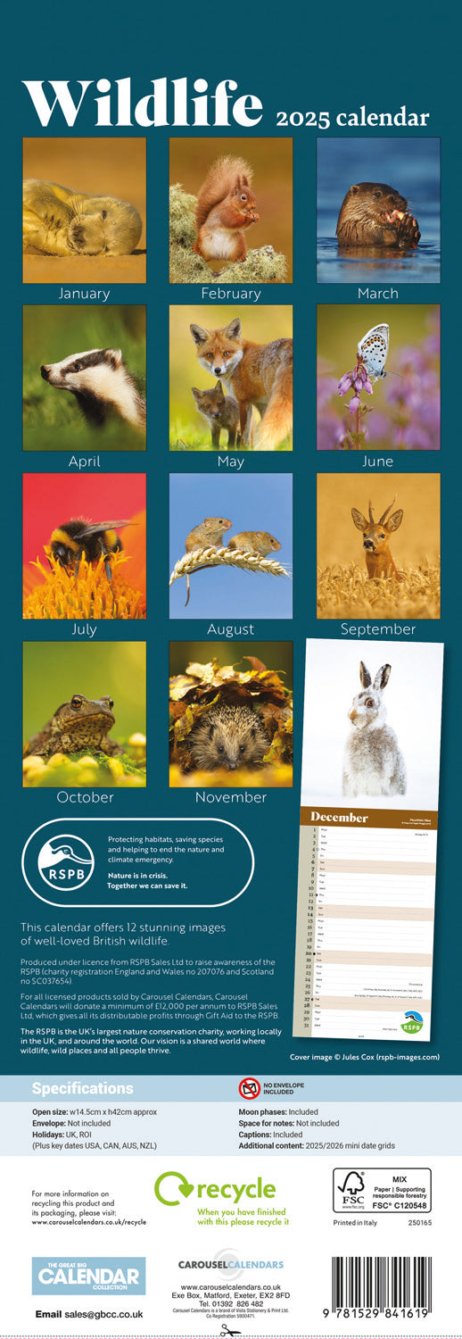 RSPB Wildlife (PFP) Slim Calendar 2025