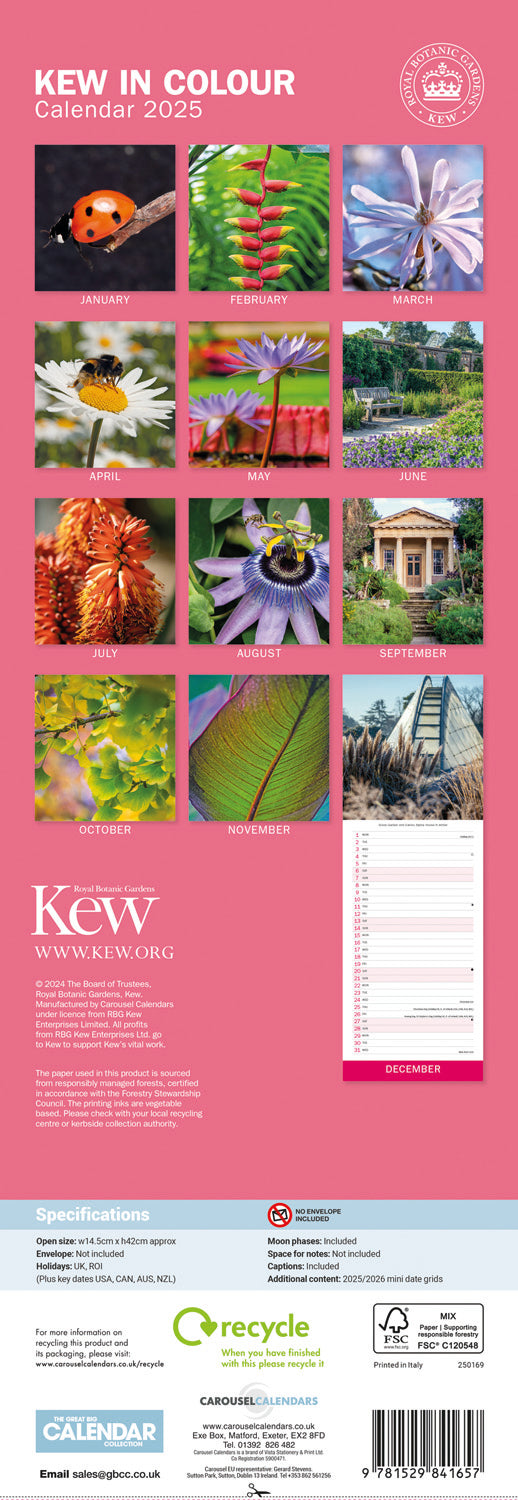 Royal Botanic Gardens Kew in Colour (PFP) Slim Calendar 2025