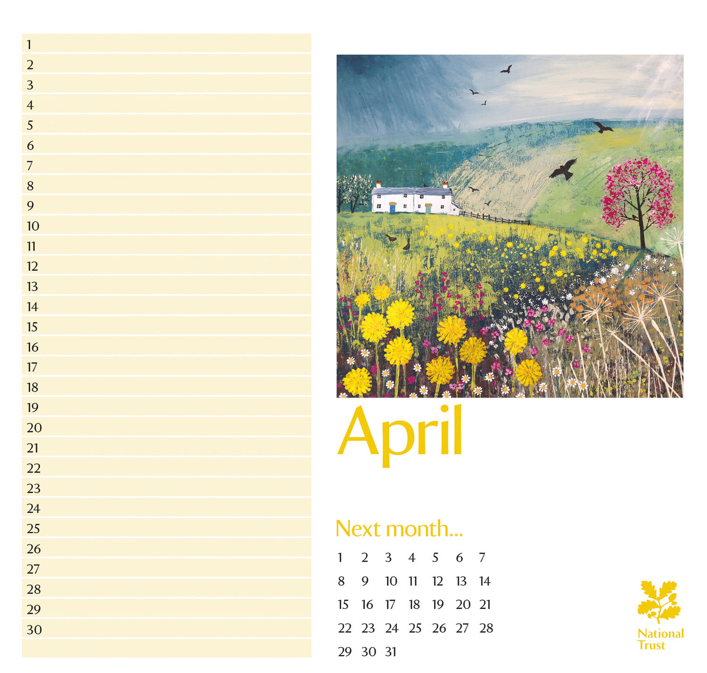 National Trust, Jo Grundy Birthday Ppl Midi Calendar 2025