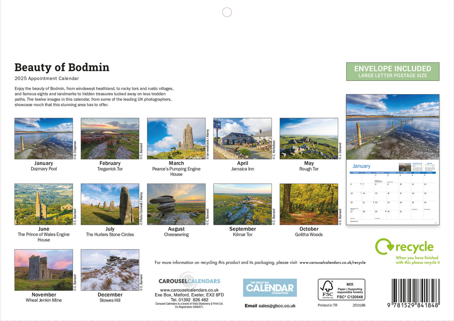 Beauty of Bodmin A4 Calendar  2025