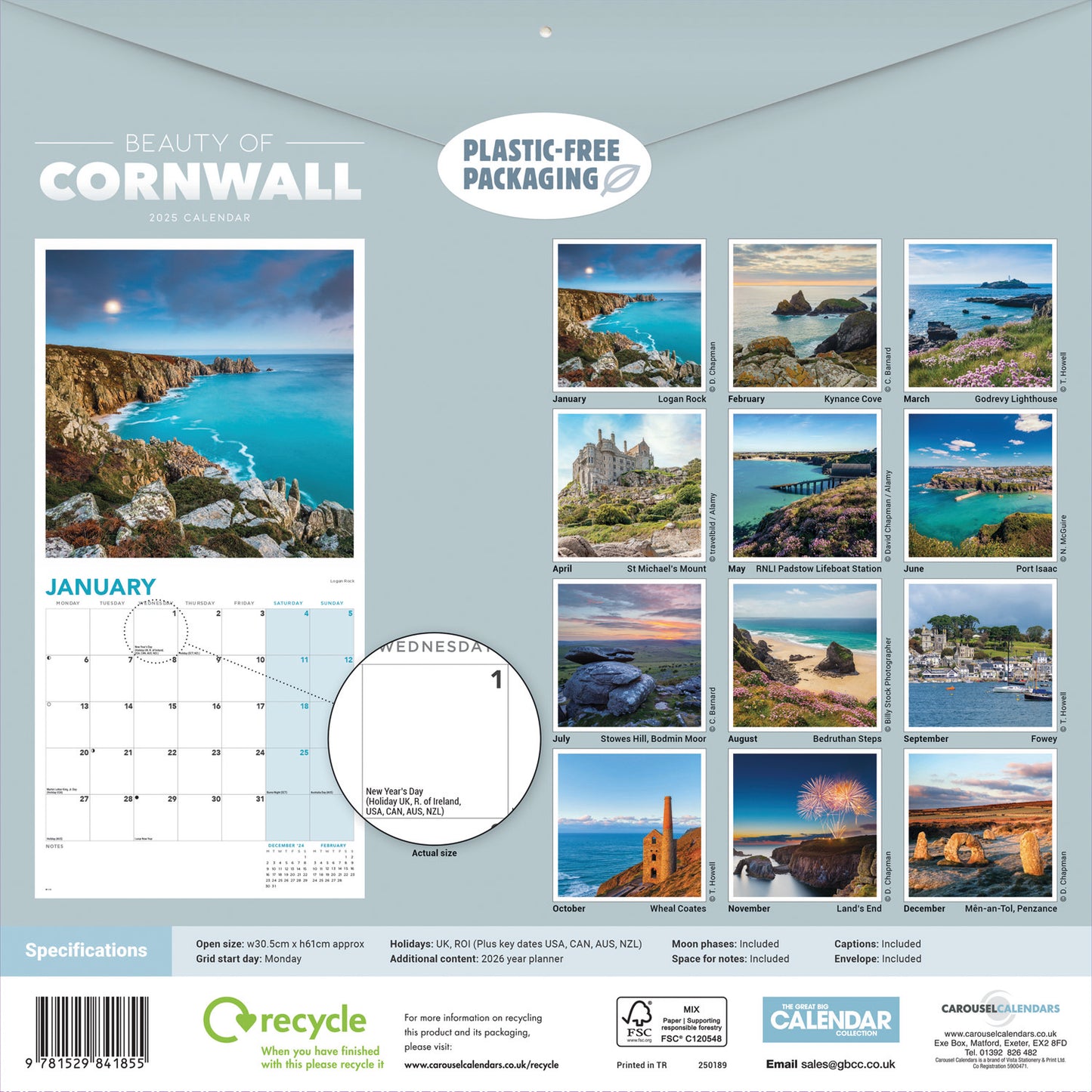 Beauty of CornWall Calendar Wall Calendar 2025