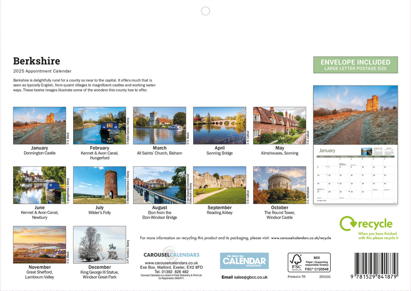 Berkshire A4 Calendar  2025