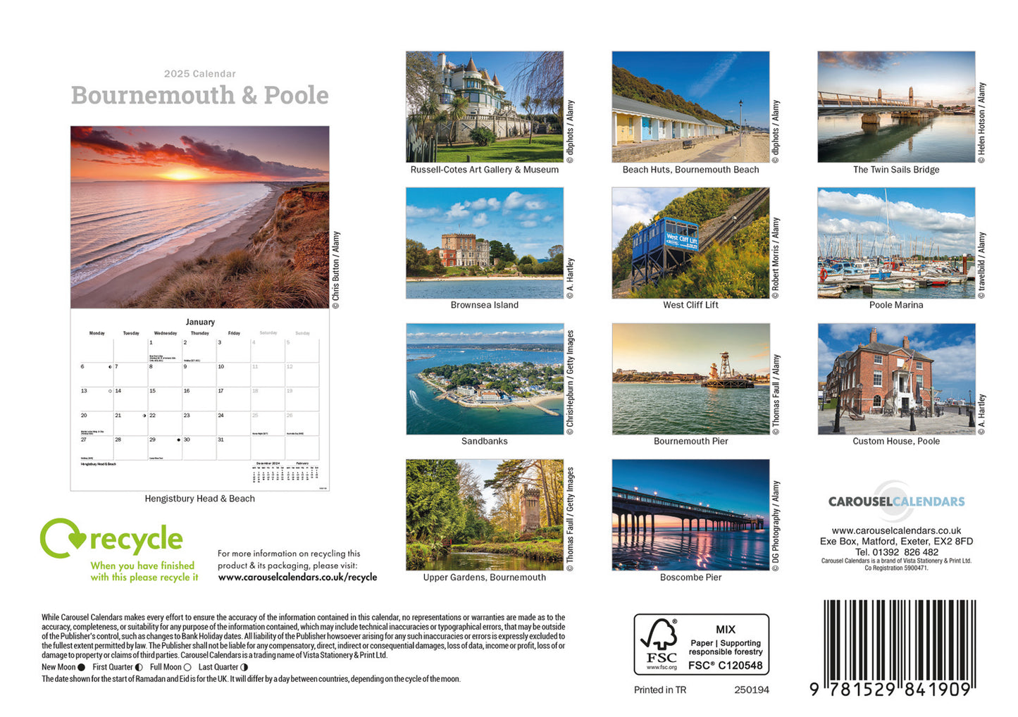 Bournemouth & Poole A5 Calendar 2025