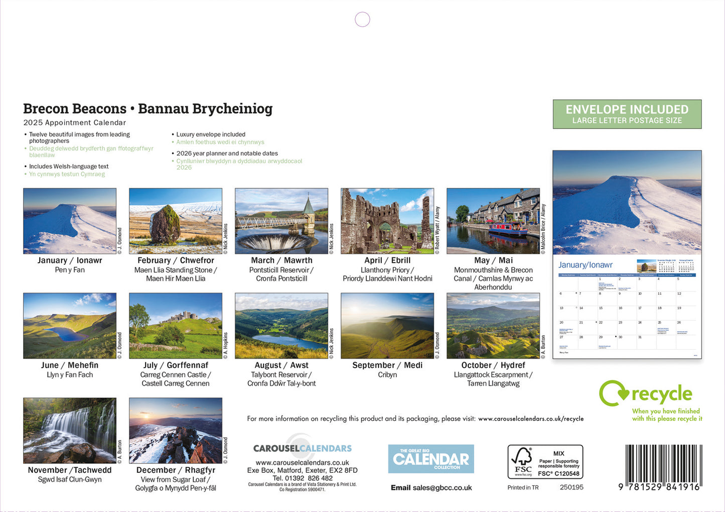 Brecon Beacons A4 Calendar  2025