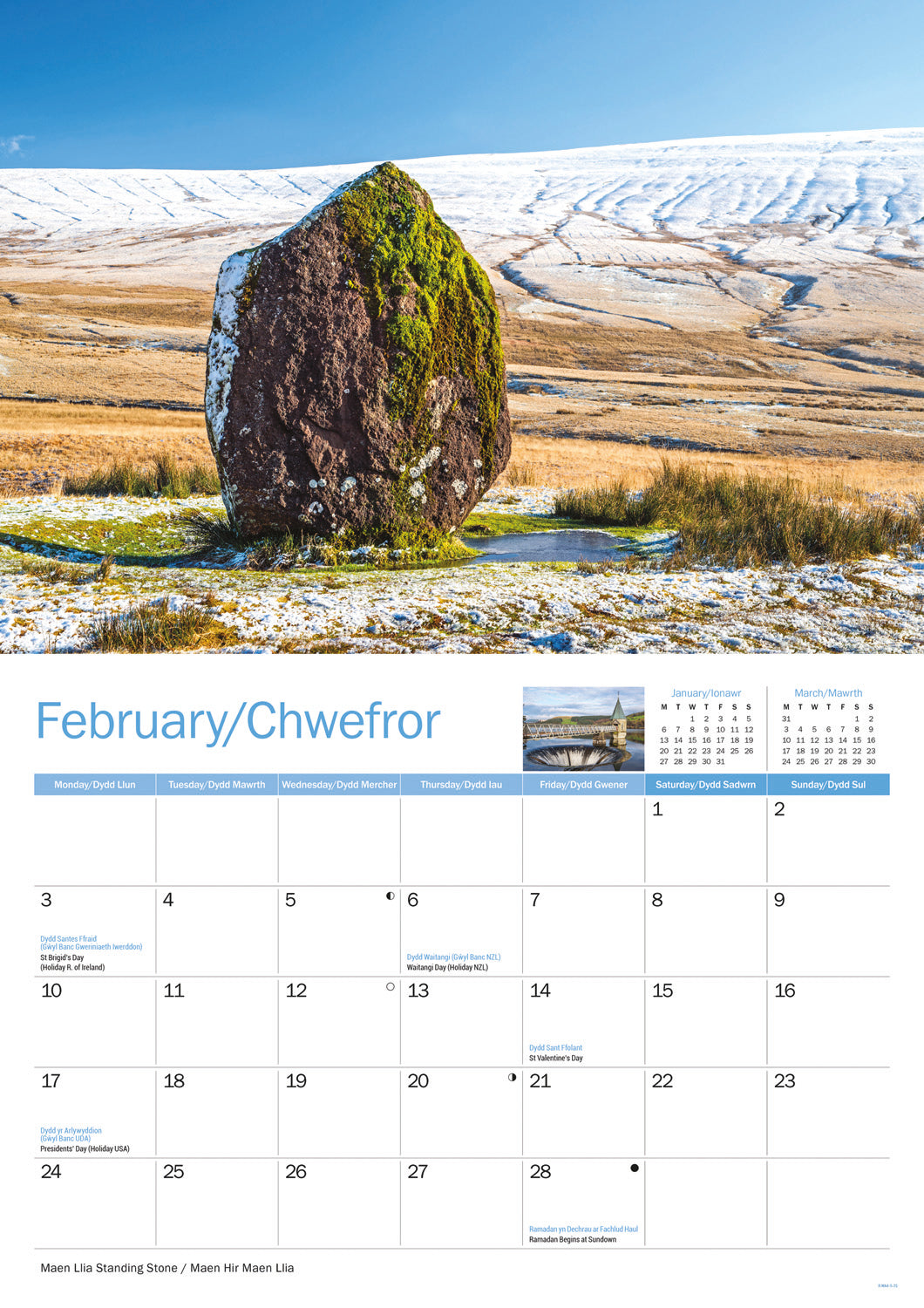 Brecon Beacons A4 Calendar  2025