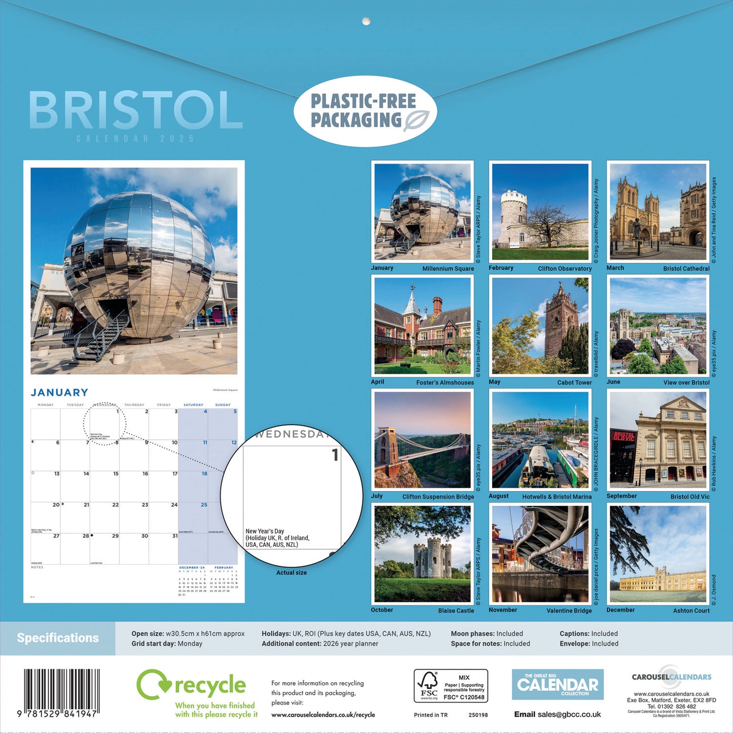 Bristol Wall Calendar 2025