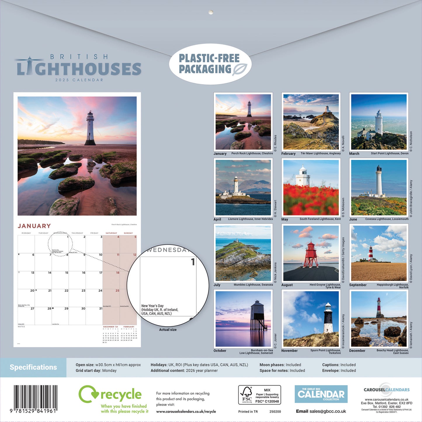 British Lighthouses Wall Calendar 2025