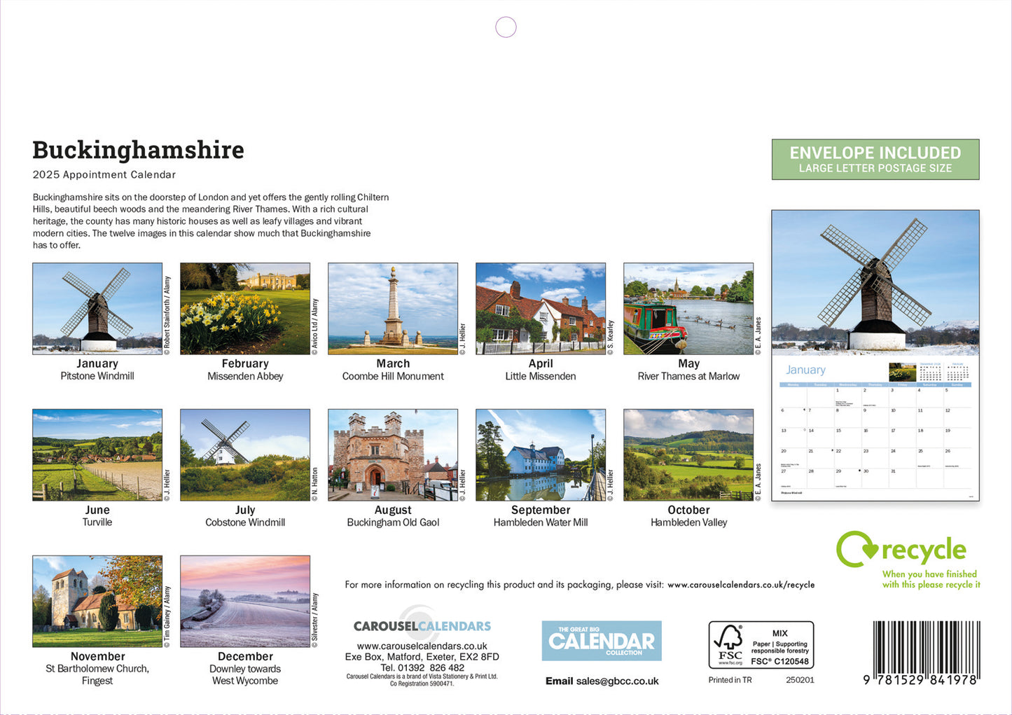 Buckinghamshire A4 Calendar  2025