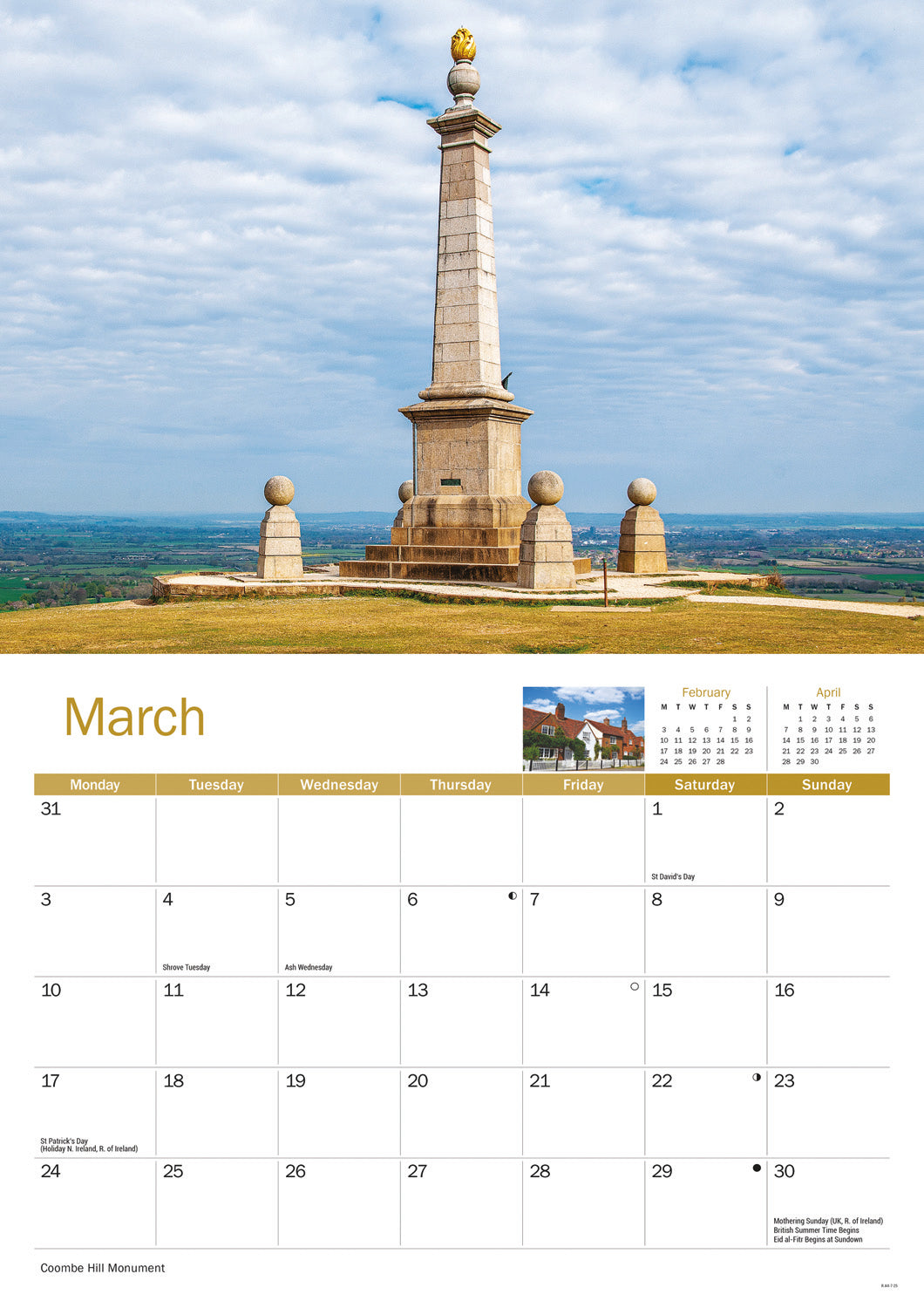 Buckinghamshire A4 Calendar  2025