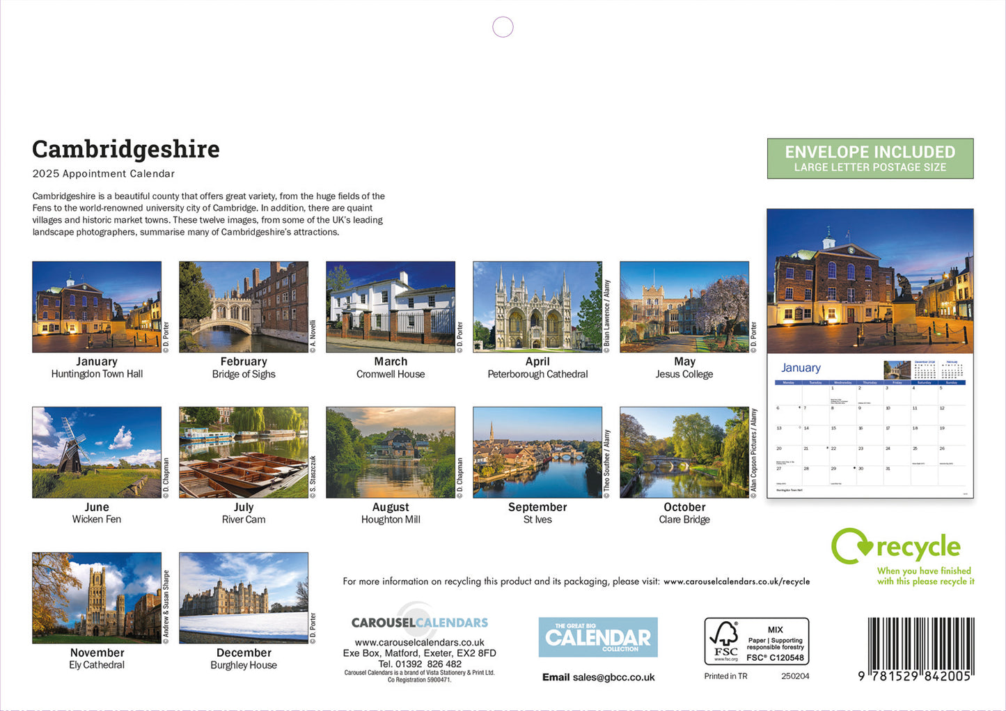 Cambridgeshire A4 Calendar  2025