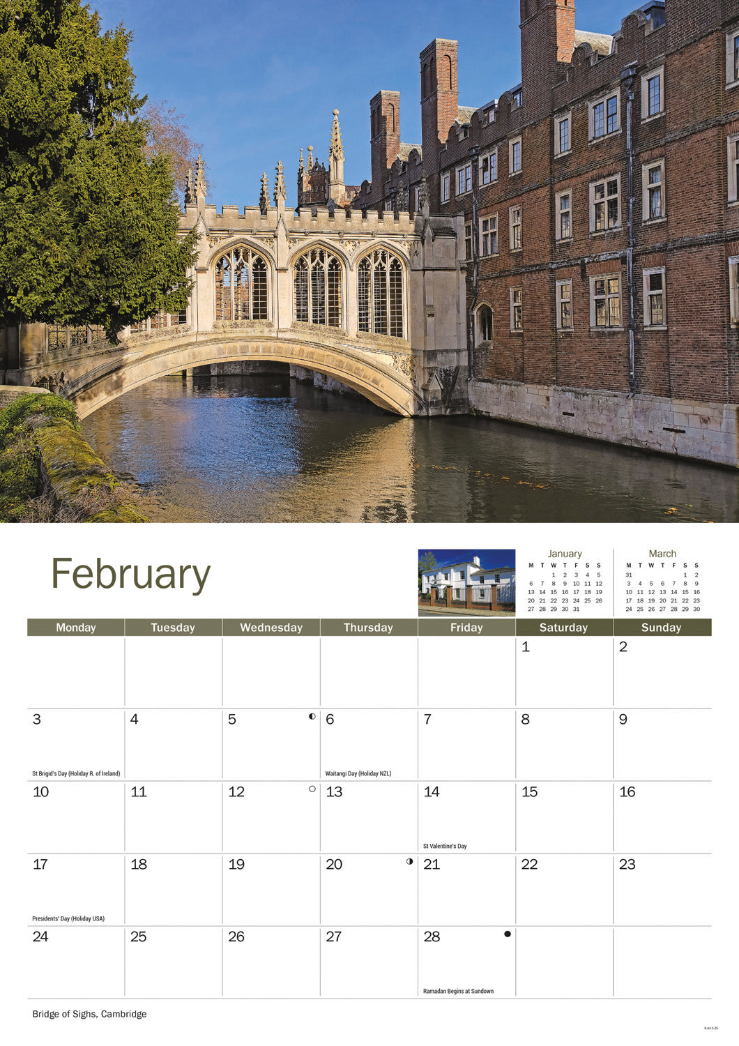 Cambridgeshire A4 Calendar  2025