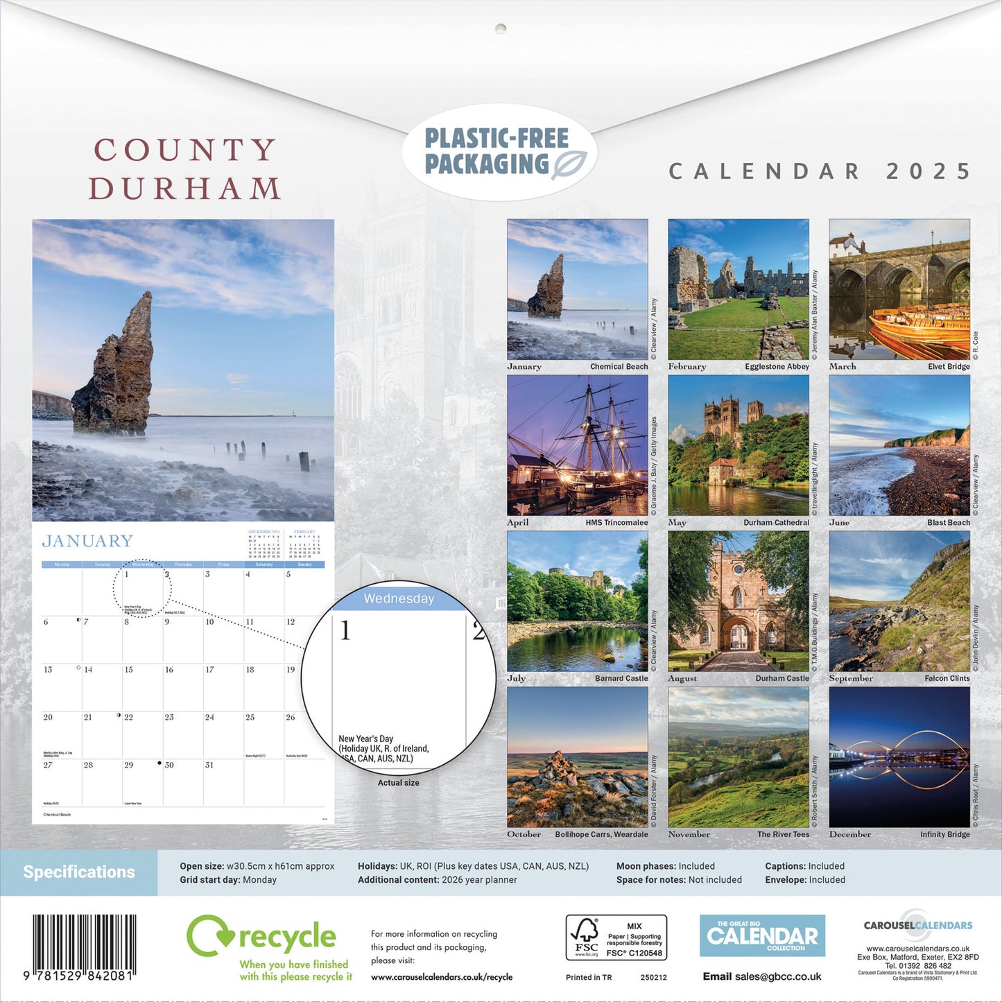 County Durham Wall Calendar 2025