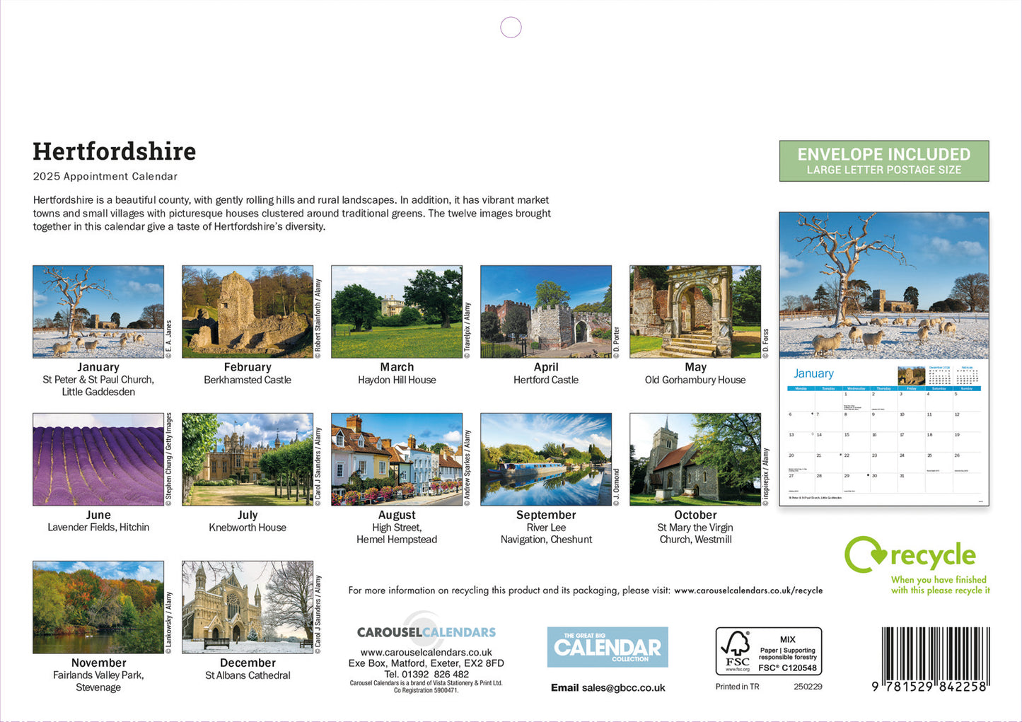 Hertfordshire A4 Calendar  2025