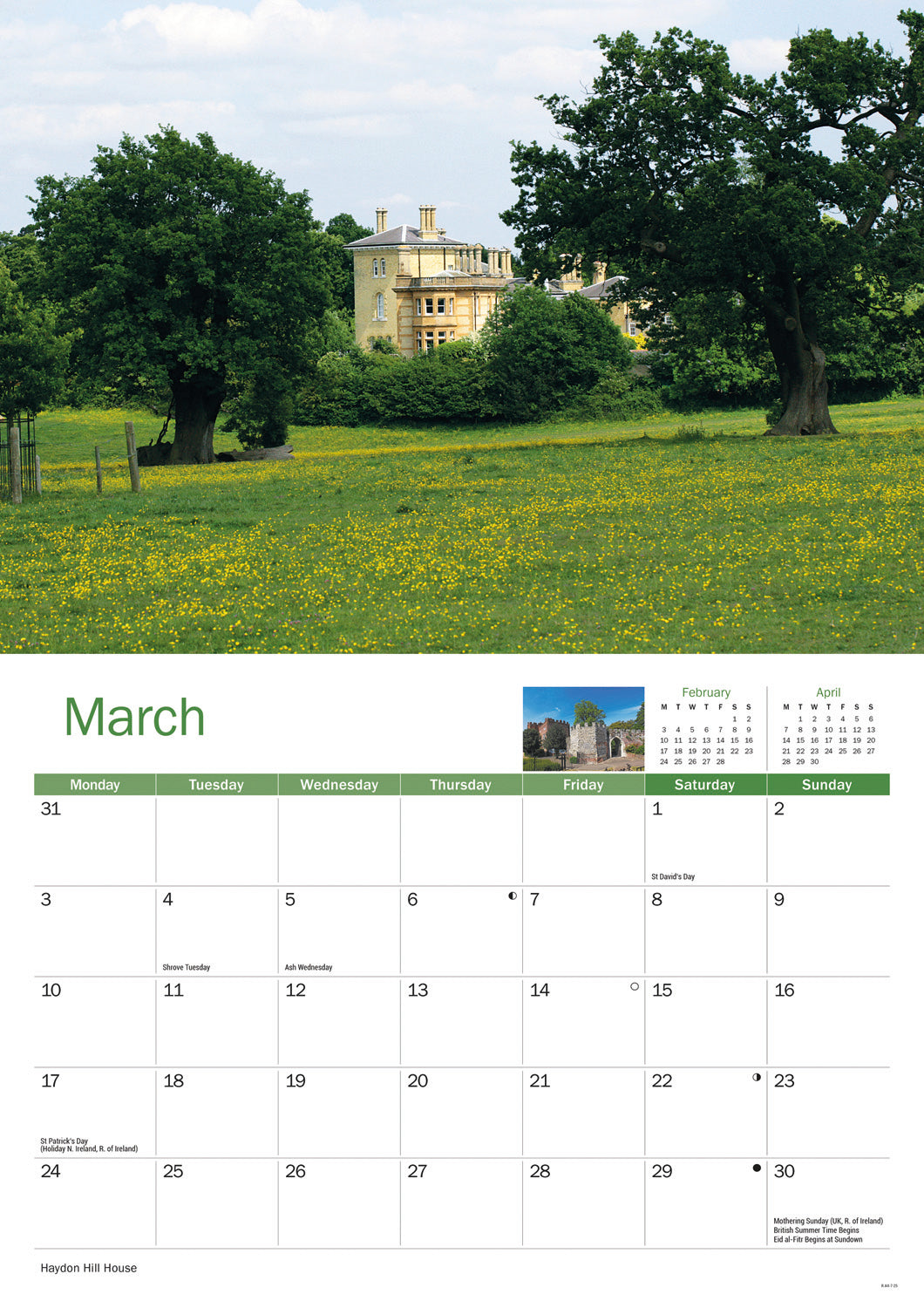 Hertfordshire A4 Calendar  2025